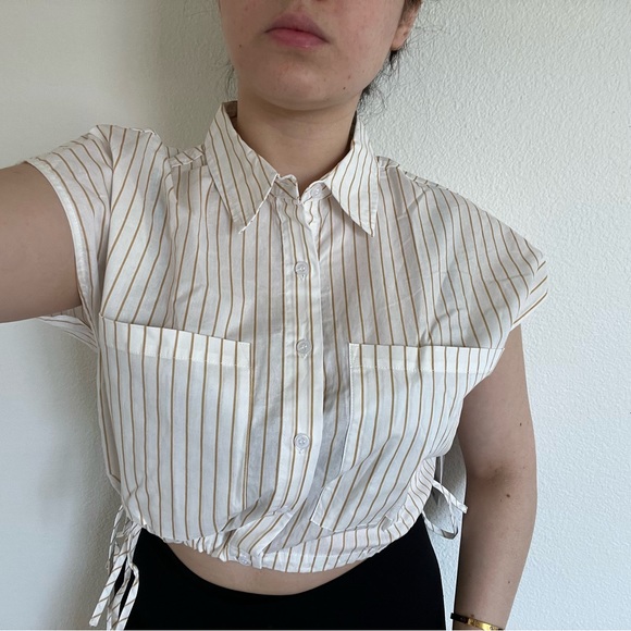 Macy's And Now This Women's Striped Button Front Cotton Top. - Picture 9 of 9